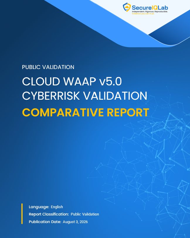 WAAP CyberRisk Validation 5.0 comparative report cover — 12 cloud WAAP solutions tested under AMTSO-LS1-TP169